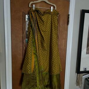 Indian sari fabric layered wrap skirt